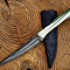 Spike Jagdmesser aus eigenem Damast mit Wolframstahl 1.2519 und schwarzer Lederscheide